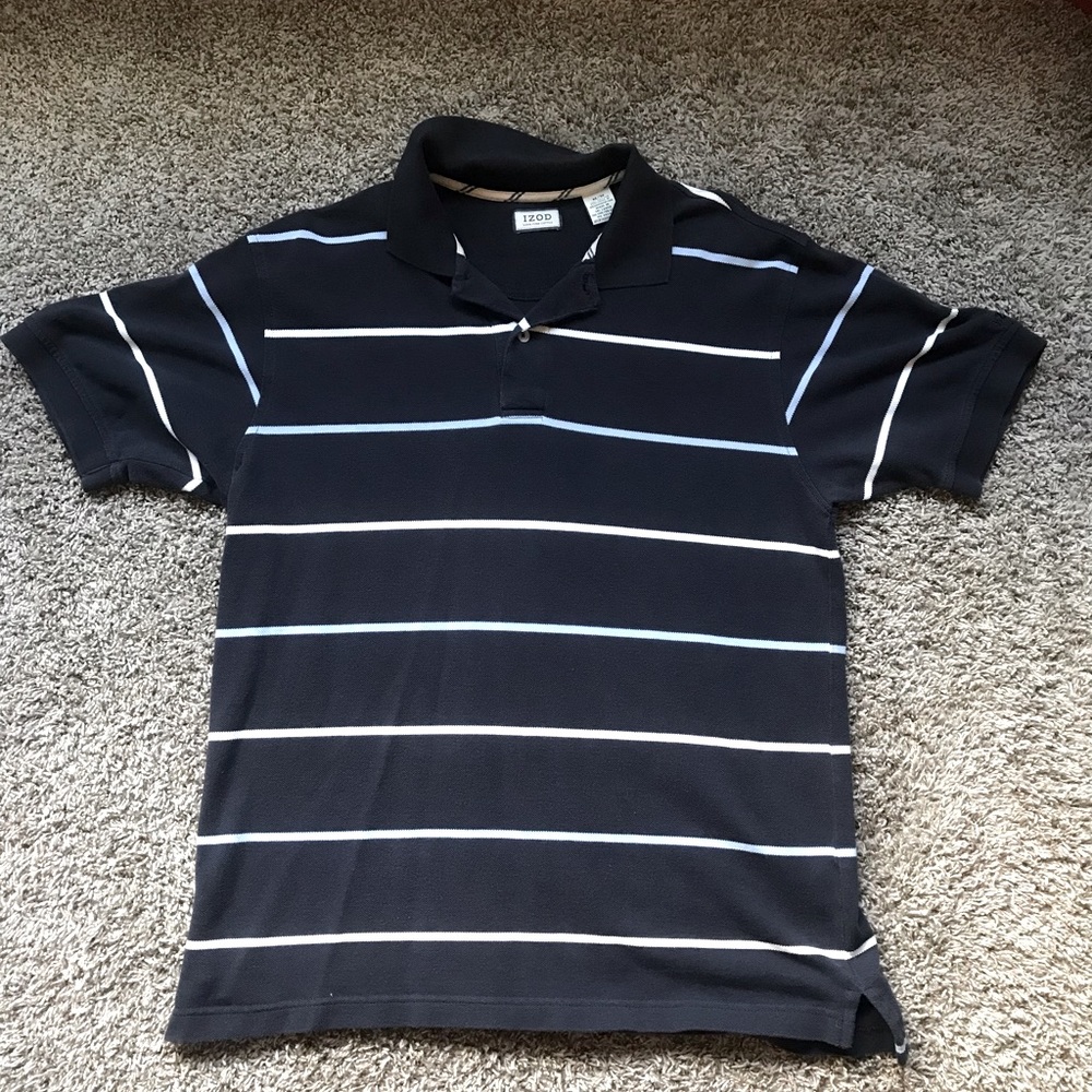 IZOD Men’s Blue and White Stripe Dress Shirt